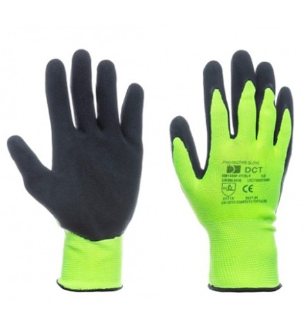 Manusi de protectie PALAWAN imersate în latex, negru/galben - marimea 10