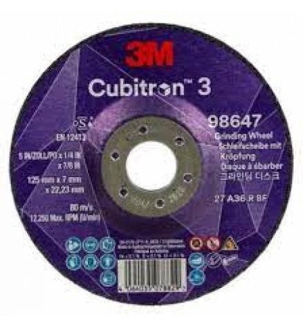 3M CUBITRON™ 3 - Disc polizare ceramic depresat 125 x 7 x 22,23mm 