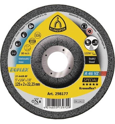 Klingspor A 46 VZ Special - Disc debitare si ajustare depresat125 x 2 x 22,23mm