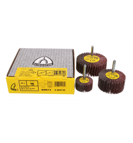 KM 613 - perie abraziva pentru finisari 80 x 30 x ax de 6mm, granulatia P60